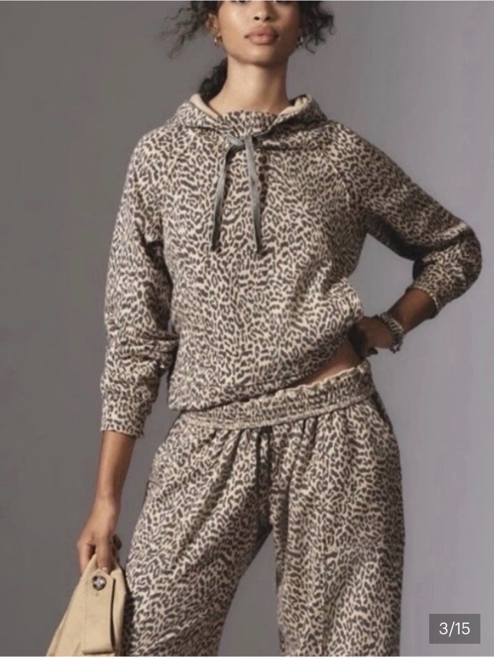 Anthropologie Daily Practice Leopard Hoodie Sweatshirt Size Small New